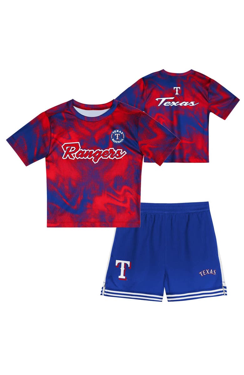 Outerstuff Toddler Red/Royal Texas Rangers Pinch Hitter Infielder T-Shirt & Shorts Set, Main, color, Red