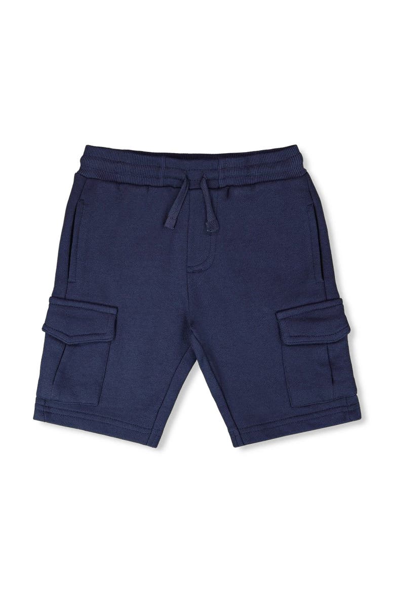 Elastic Waistband Slit and Cargo Pockets French Terry Shorts, Main, color, Blue