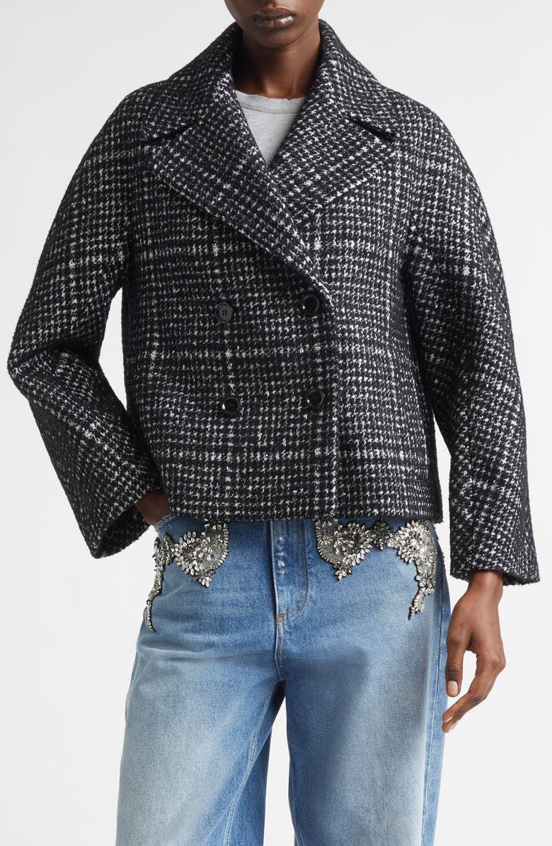 Dolce&Gabbana Double Breasted Plaid Crop Jacket, Main, color, Quadri-Check-Tartan