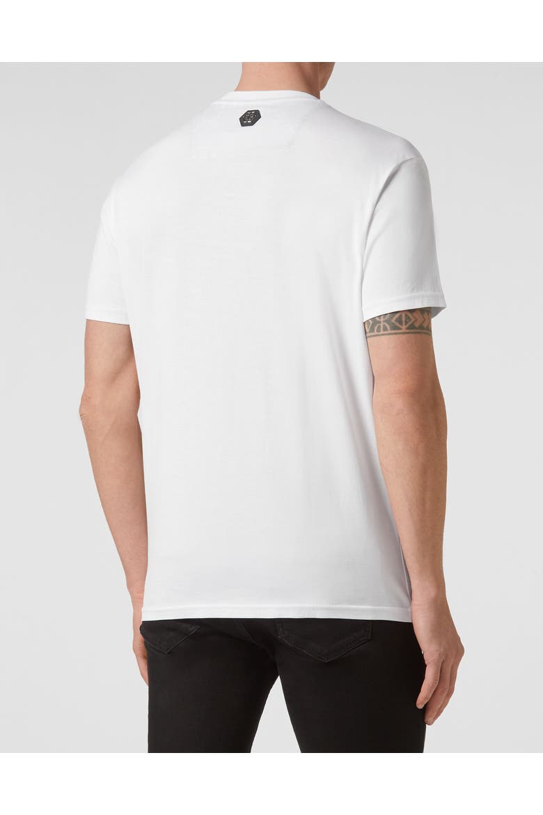 T-Shirt Round Neck Paisley Men, Alternate, color, white/black