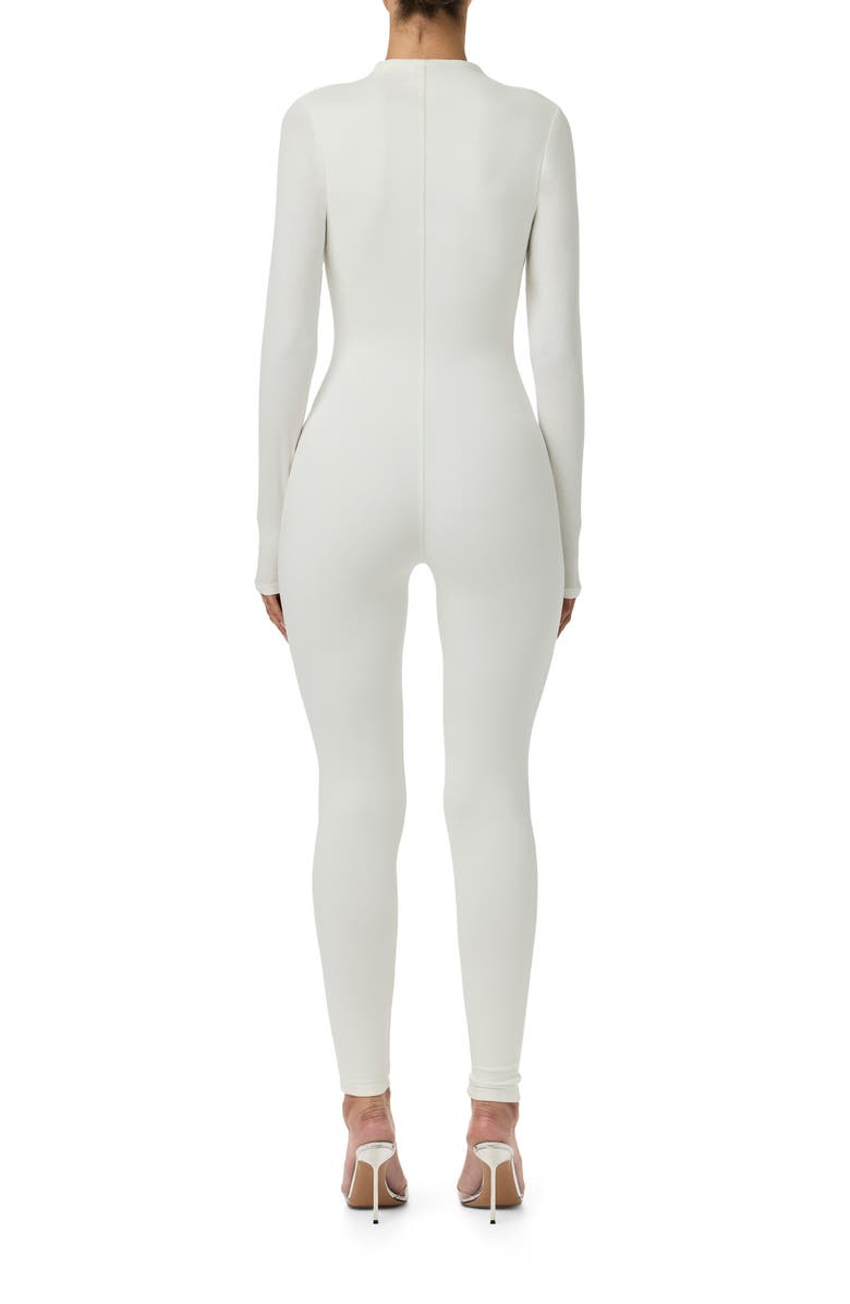 Naked Wardrobe Quarter Zip Jumpsuit, Alternate, color, White