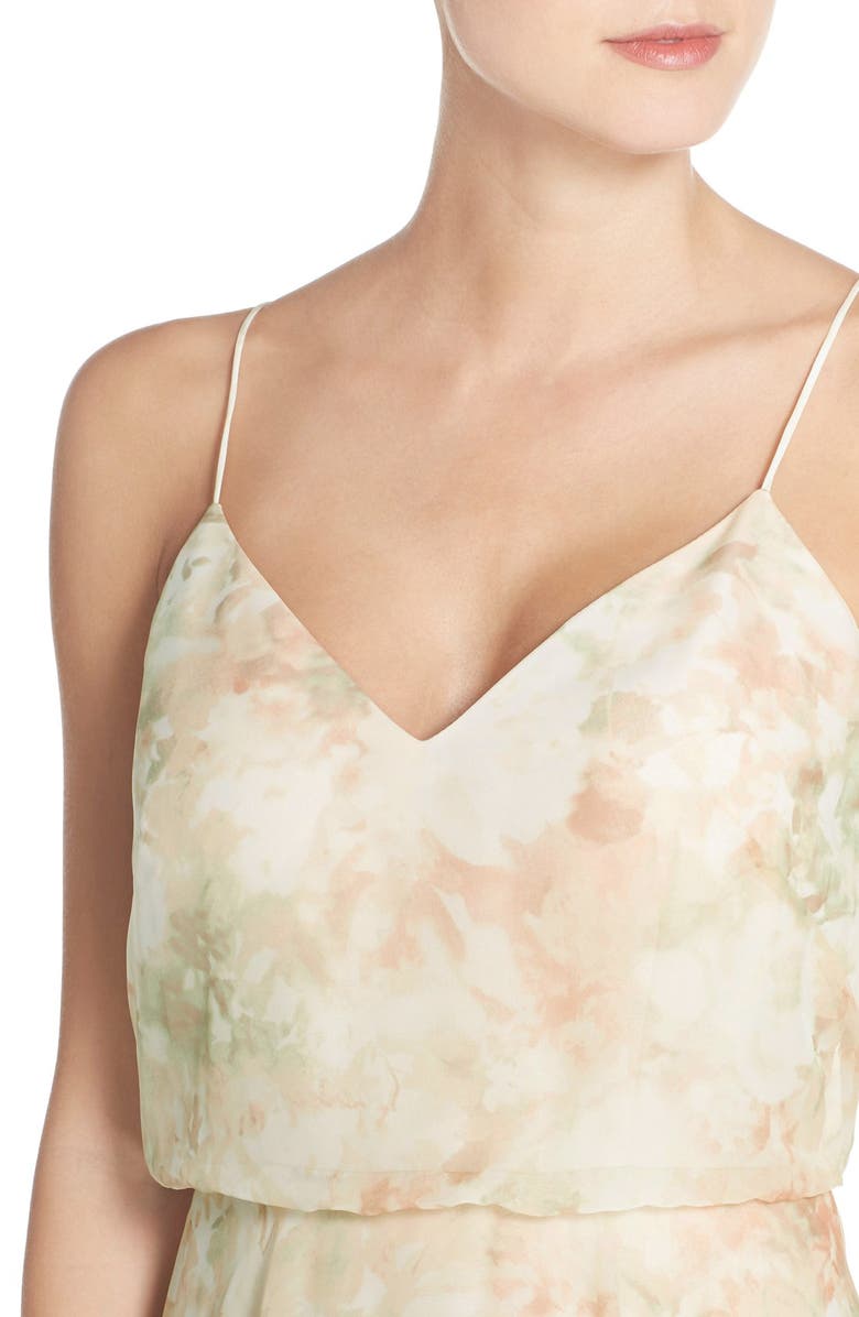 Jenny Yoo Inesse V-Neck Chiffon Gown, Alternate, color, 