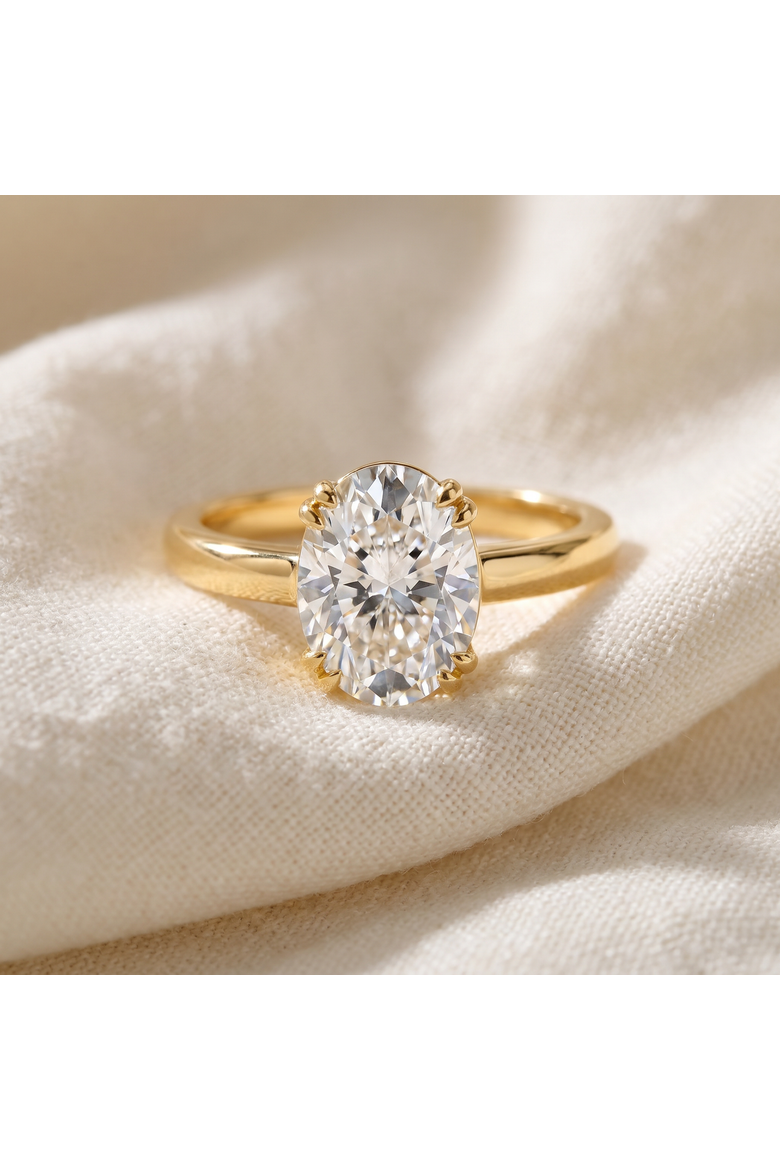 Certified 5Ct Oval 14k Gold Diamond Engagement Ring Lab Grown, Alternate, color, 14k Yellow Gold