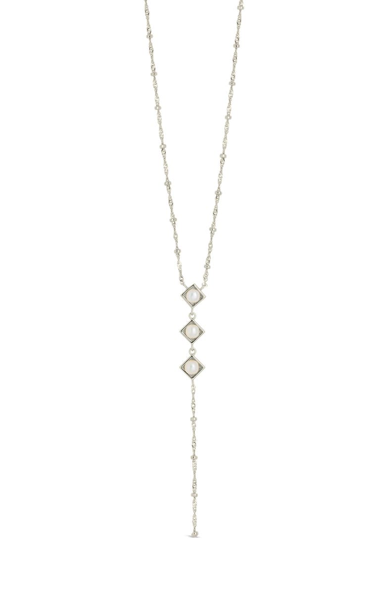 Sterling Forever Reine Triple Freshwater Pearl Y-Necklace, Main, color, 