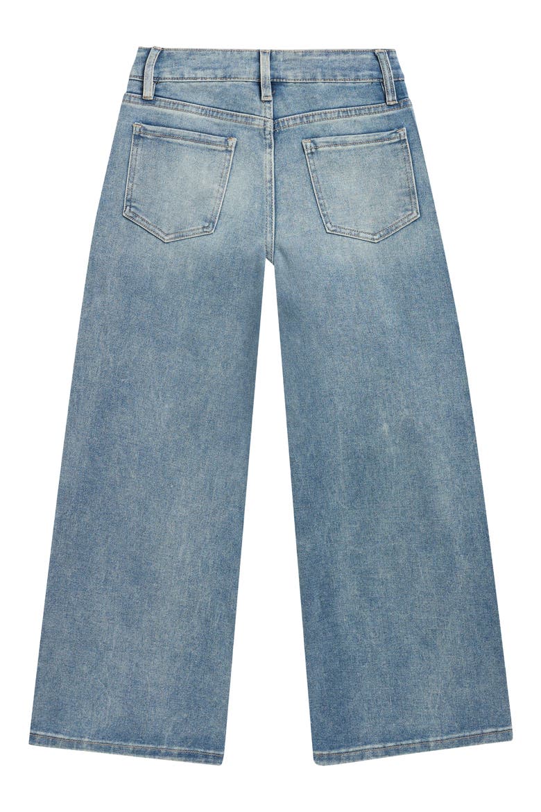 Kids' Bow Rhinestone Wide Leg Jeans, Alternate, color, LIGHT BLUE