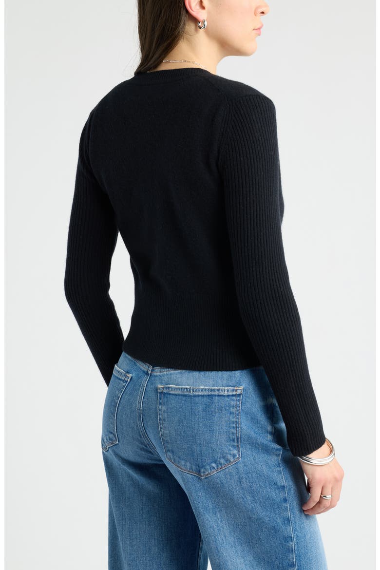 Wool & Cashmere Blend Cardigan, Alternate, color, BLACK ROCK