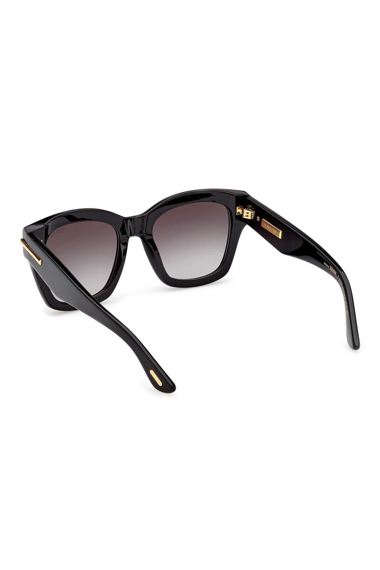 53mm Gradient Butterfly Sunglasses, Alternate, color, BLACK / BAGUETTE / SMOKE LENS