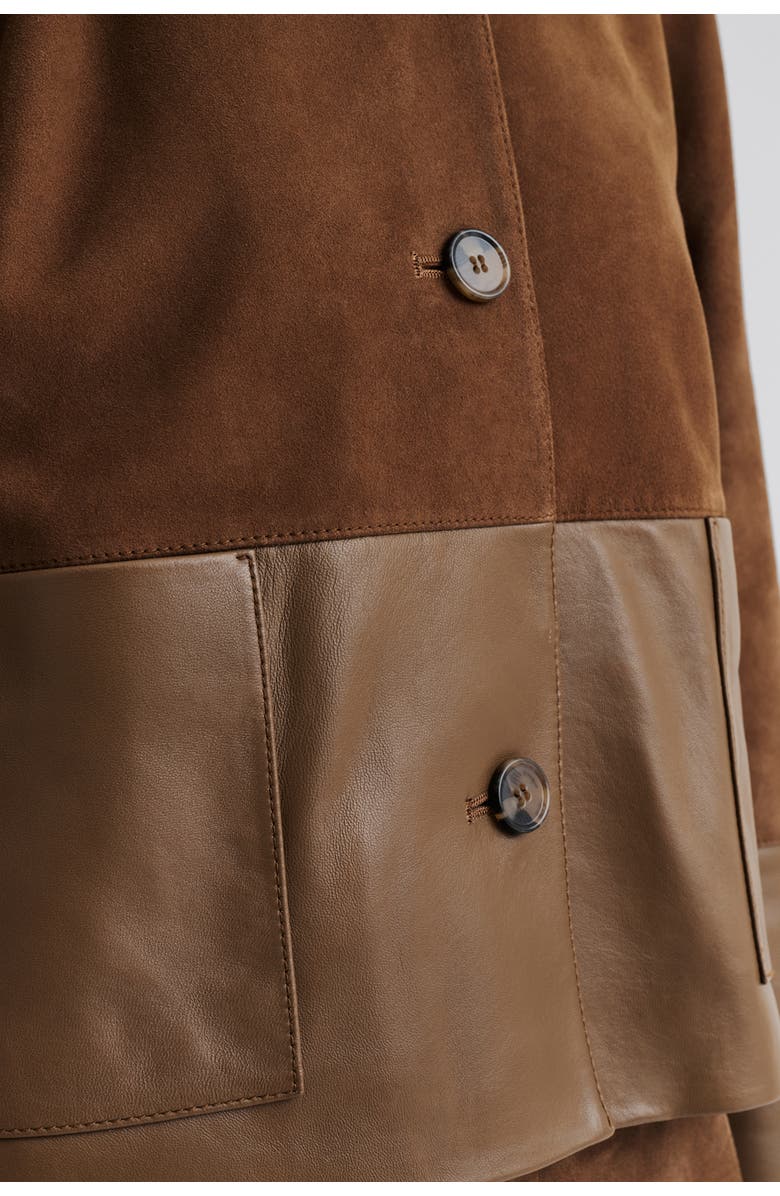 Malina Marcie Suede Leather Cropped Jacket, Alternate, color, Caramel