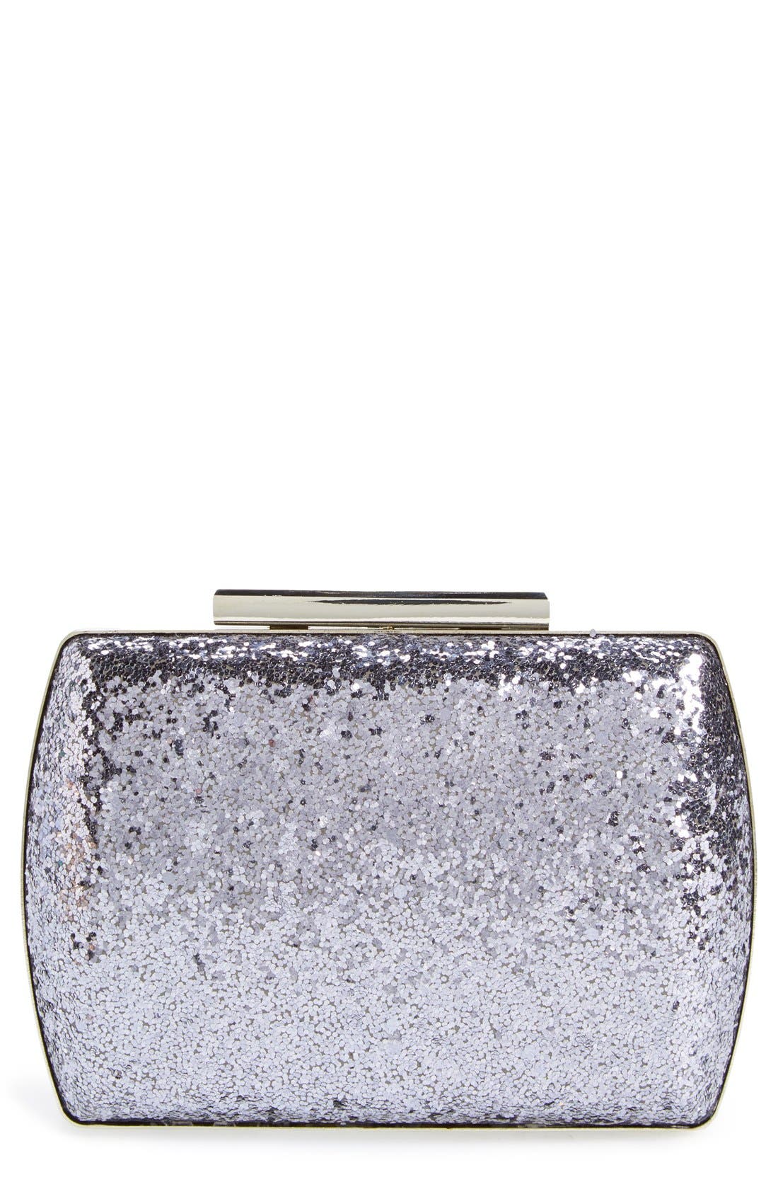 Glitter Minaudiere, Main, color, GUNMETAL