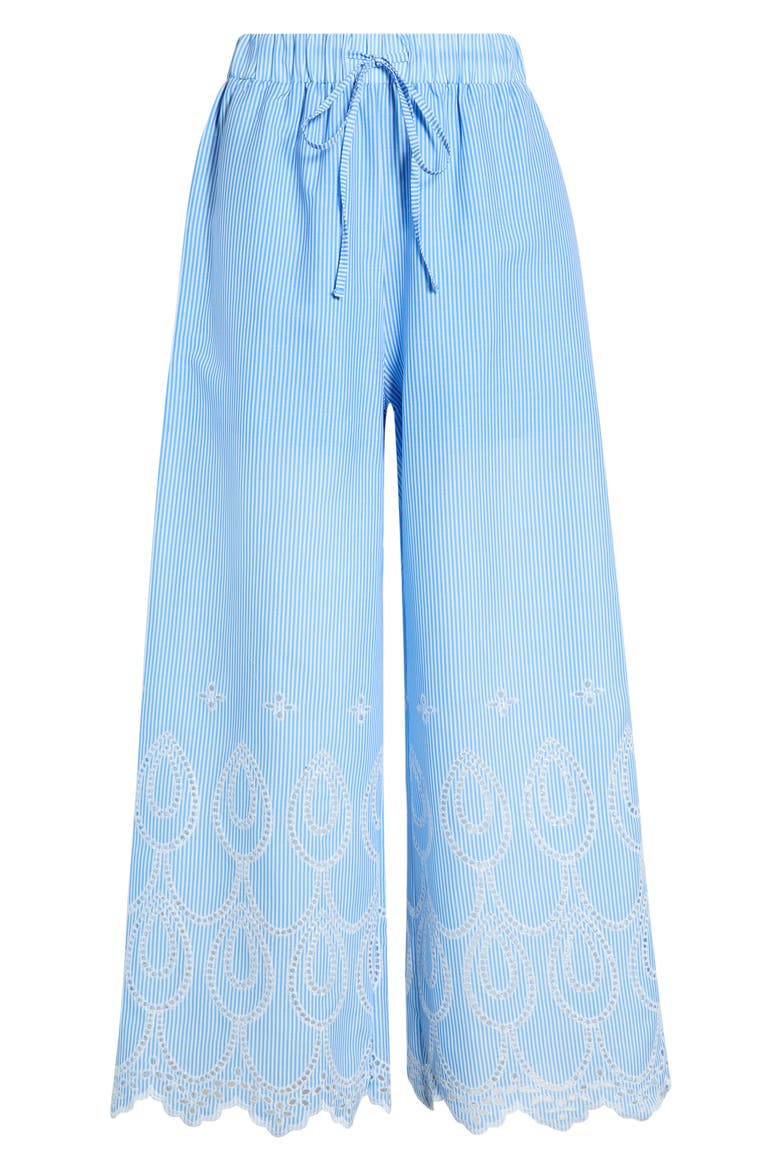 Geyser Striped Eyelet Wide Leg Pants, Alternate, color, WHITE-BLUE