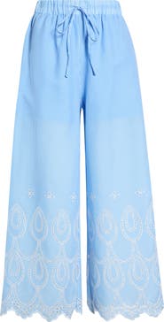 SUGARLIPS Geyser Striped Eyelet Wide Leg Pants
