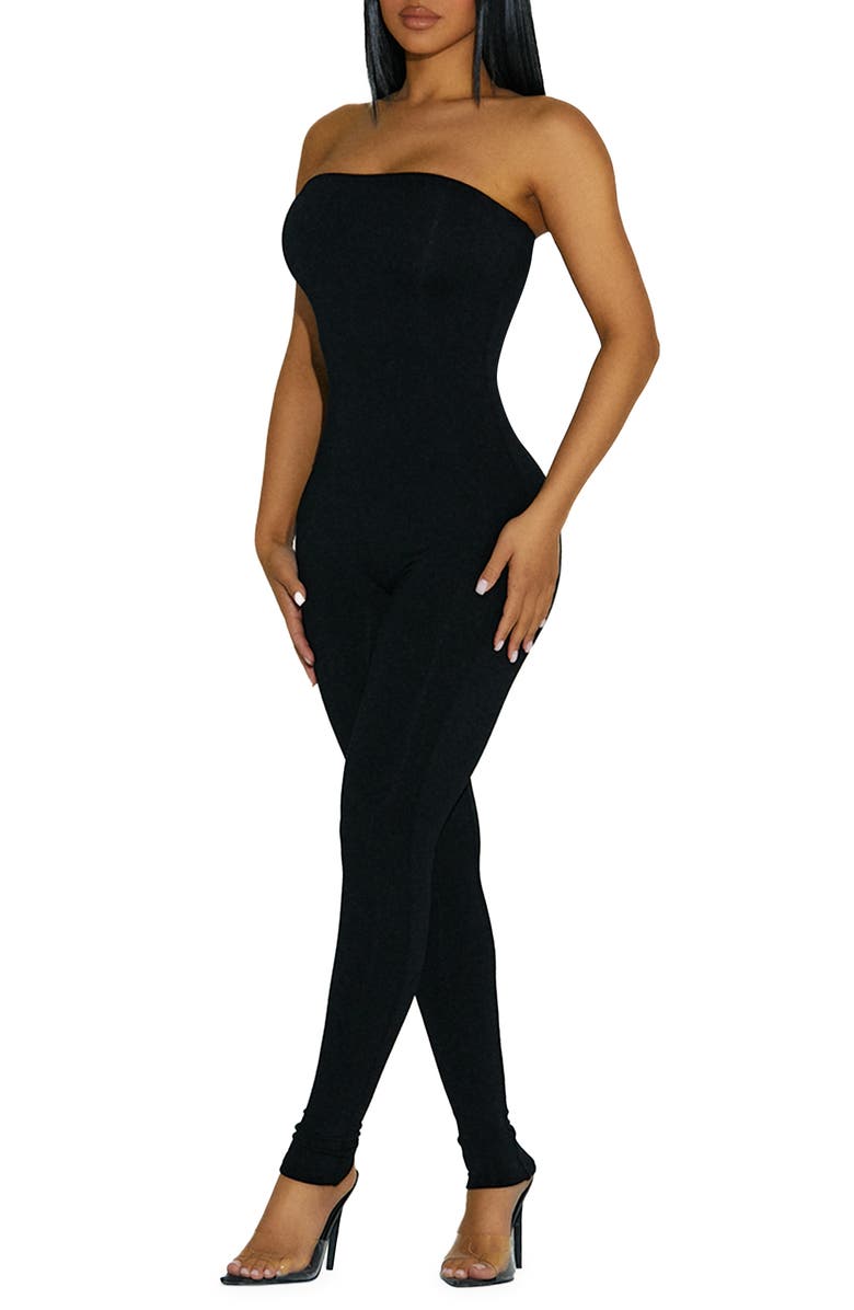 Naked Wardrobe Tube Tight Strapless Jumpsuit, Alternate, color, 