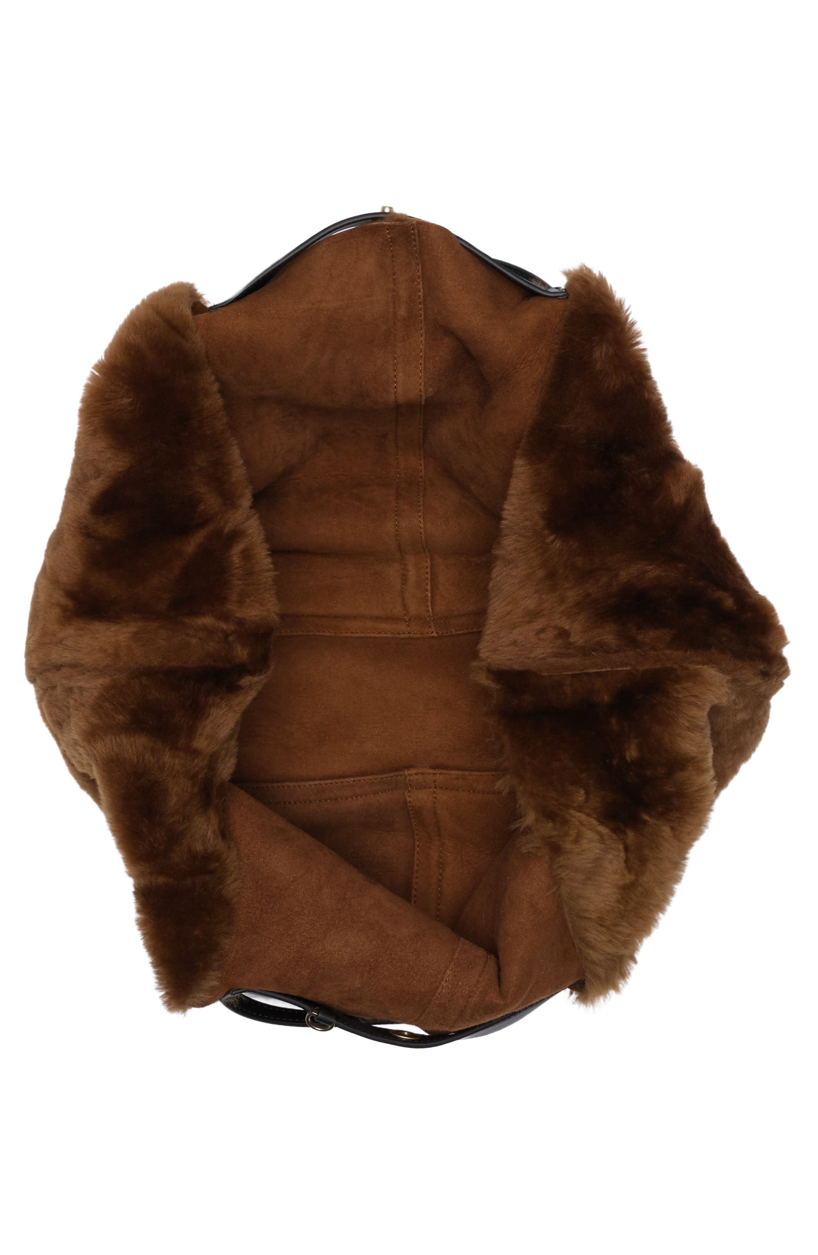 AllSaints Hannah Genuine Shearling Tote, Alternate, color, 