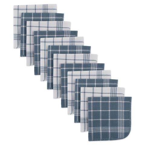 Blue Waffle Weave Dishcloth Set/12