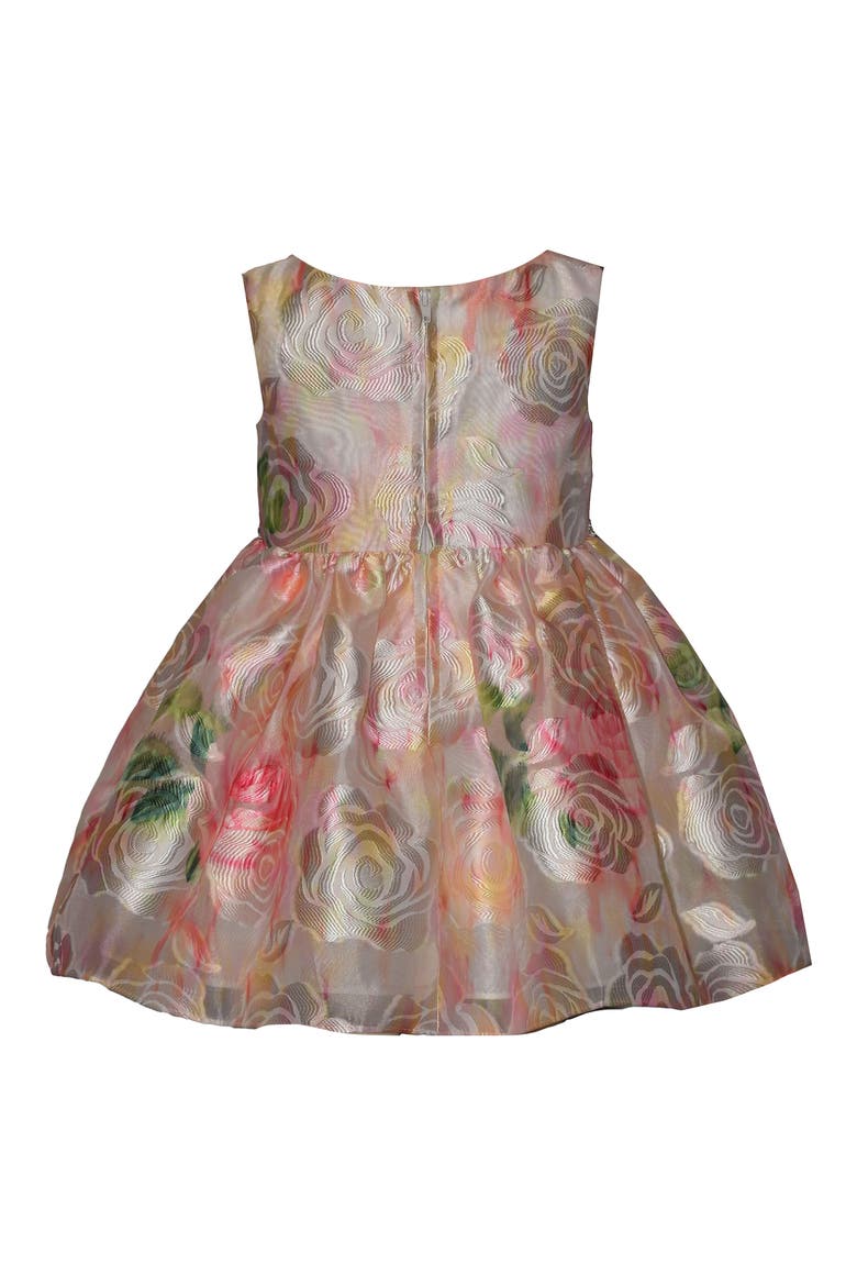 Kids' Floral Jacquard Organza Bow Party Dress, Alternate, color, PINK MULTI