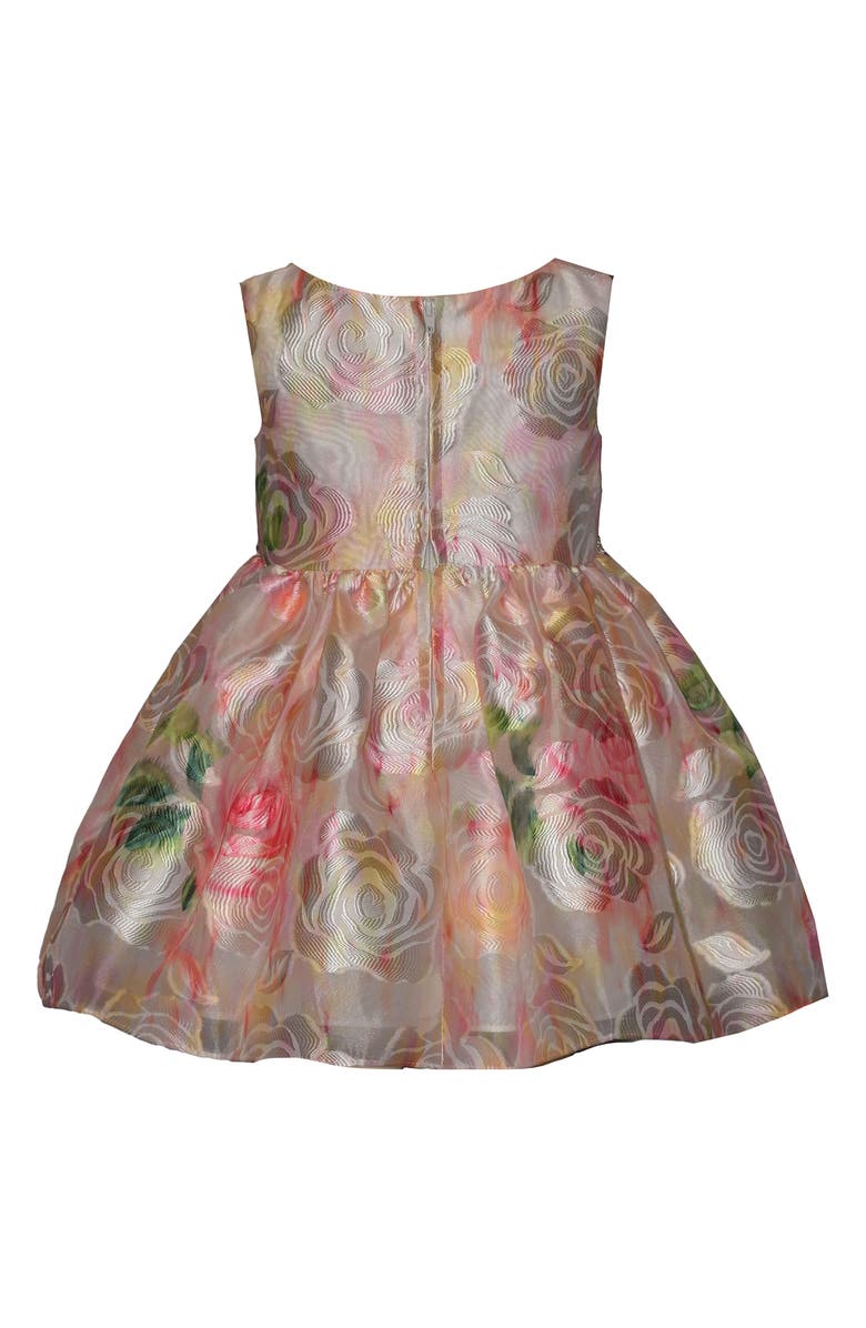 Iris & Ivy Kids' Floral Jacquard Organza Bow Party Dress, Alternate, color, Pink Multi