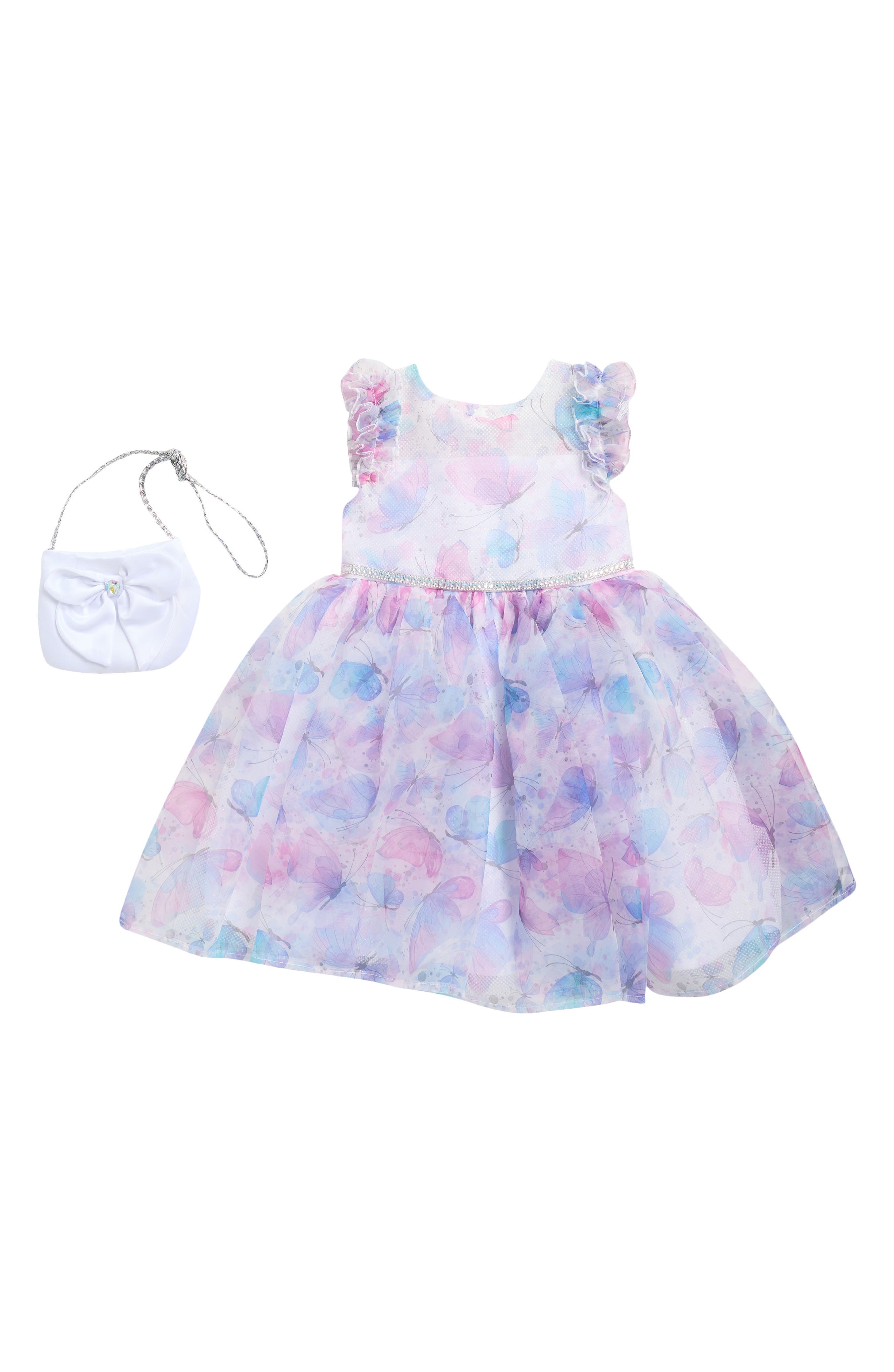 BLUEBERRY Kids' Ruffle Butterfly Dress & Crossbody Bag Set