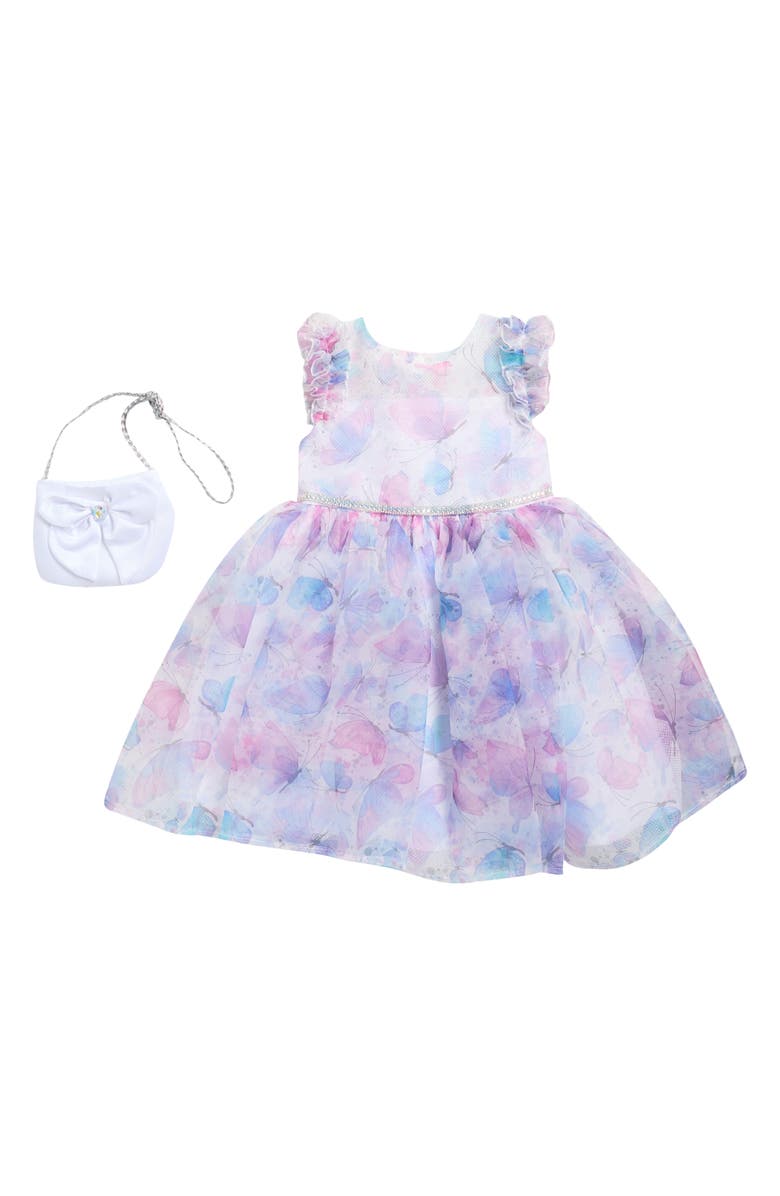 BLUEBERRY Kids' Ruffle Butterfly Dress & Crossbody Bag Set, Main, color, White
