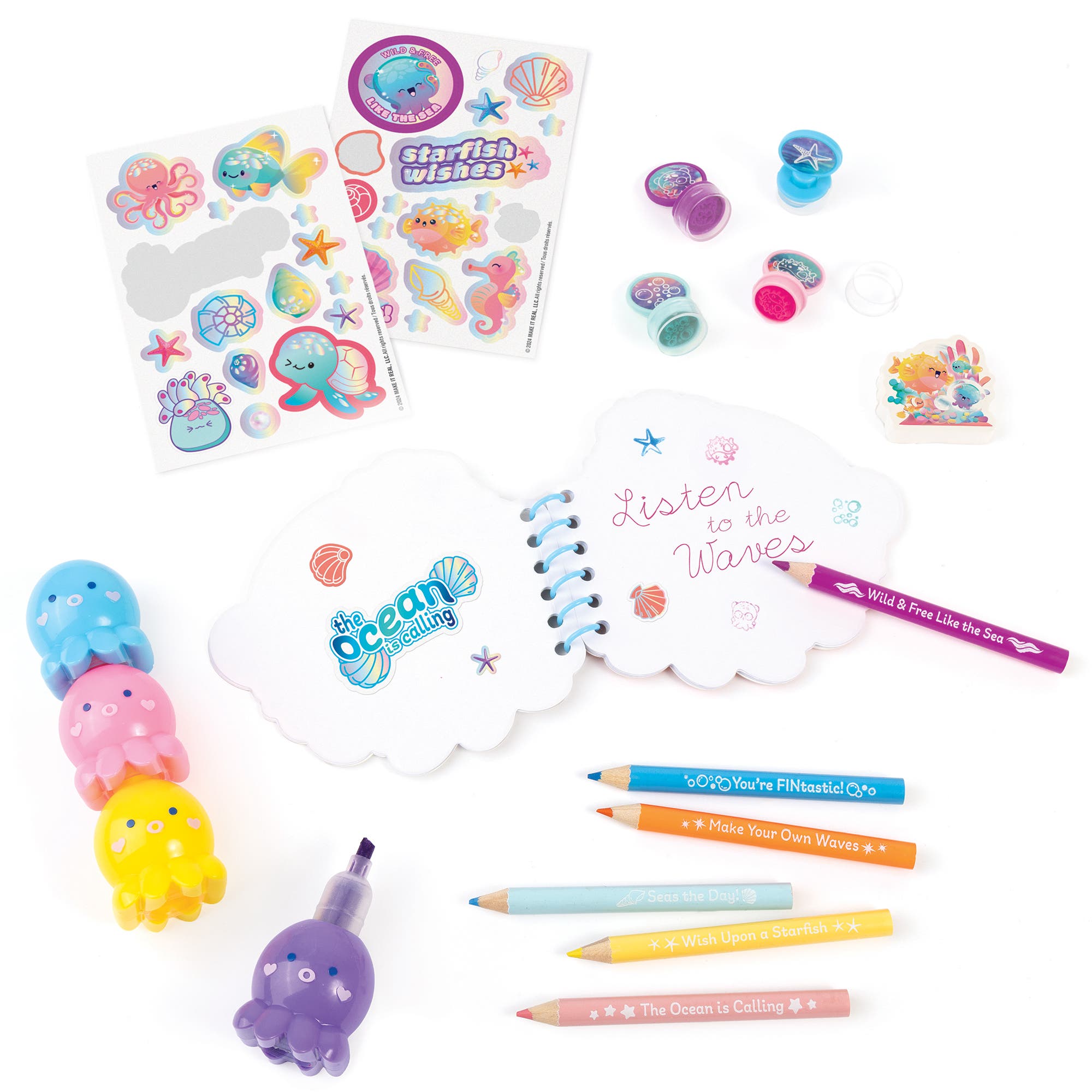 Seas The Day! Stationery Set 8 Inch Mini Backpack, Ocean Theme, Kids & Girls, Alternate, color, Multicolored