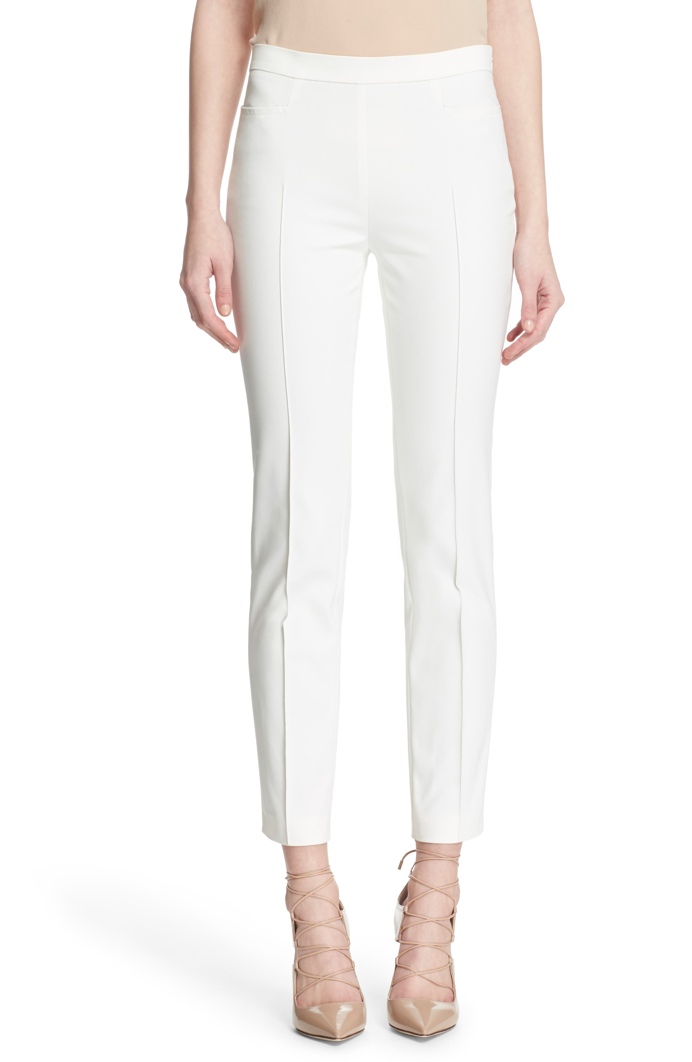 Akris punto Franca Techno Cotton Blend Ankle Pants in Cream 