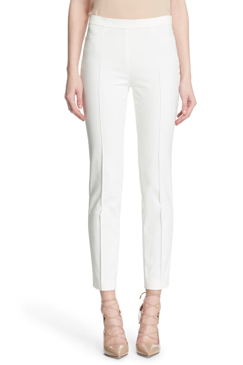 Franca Techno Cotton Blend Ankle Pants, Main, color, CREAM