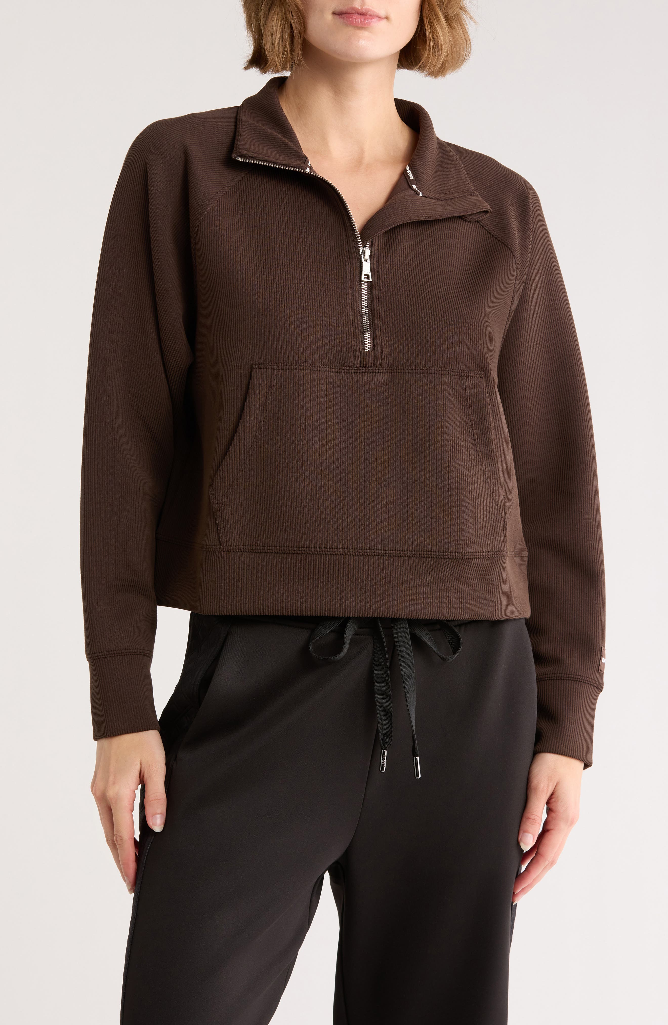 DKNY Highline Ribbed Half-Zip Pullover