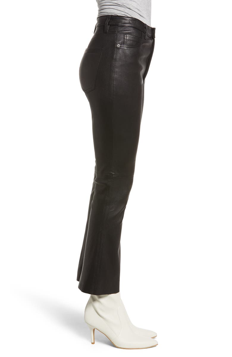 Current/Elliott The High Waist Kick Leather Pants, Alternate, color,