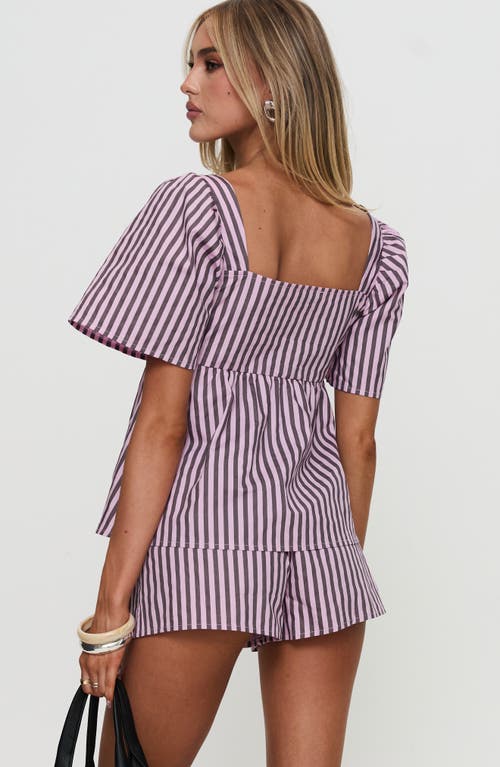 Princess Polly Two Young Hearts Stripe Cotton Top & Shorts Set In Pink
