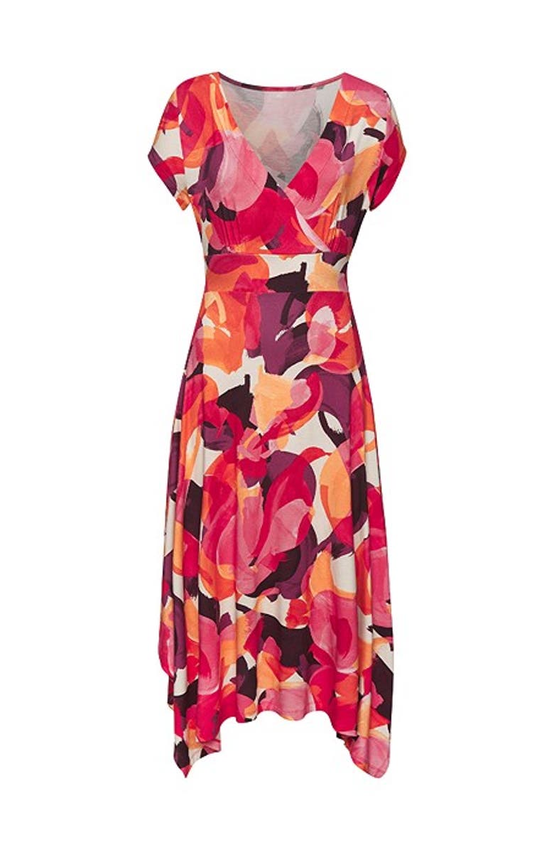 LASCANA Women's Handkerchief Hem Dress, Alternate, color, Pink-Printed