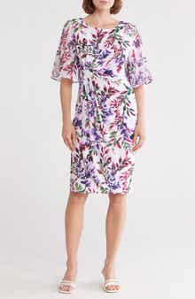 Connected Apparel Flutter Sleeve Faux Wrap Minidress