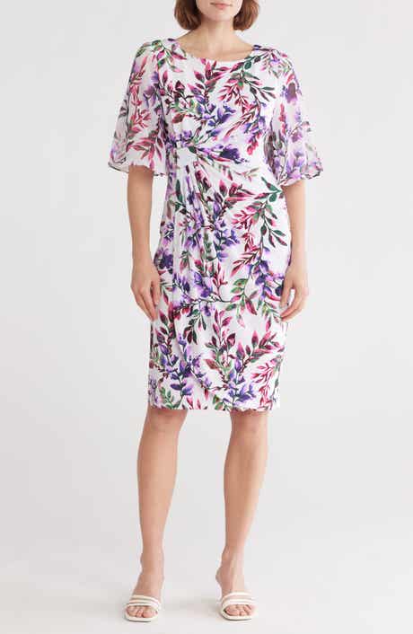 Connected Apparel Flutter Sleeve Faux Wrap Minidress