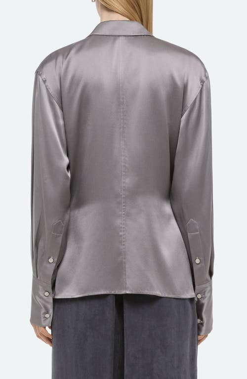 Helmut Lang Wrap Front Silk Shirt In Gray