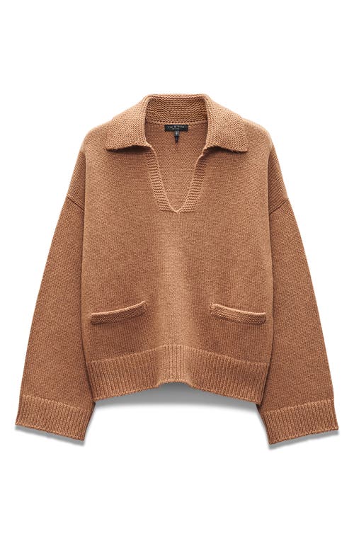 Rag & Bone Danica Wool-blend Polo Jumper In Camel
