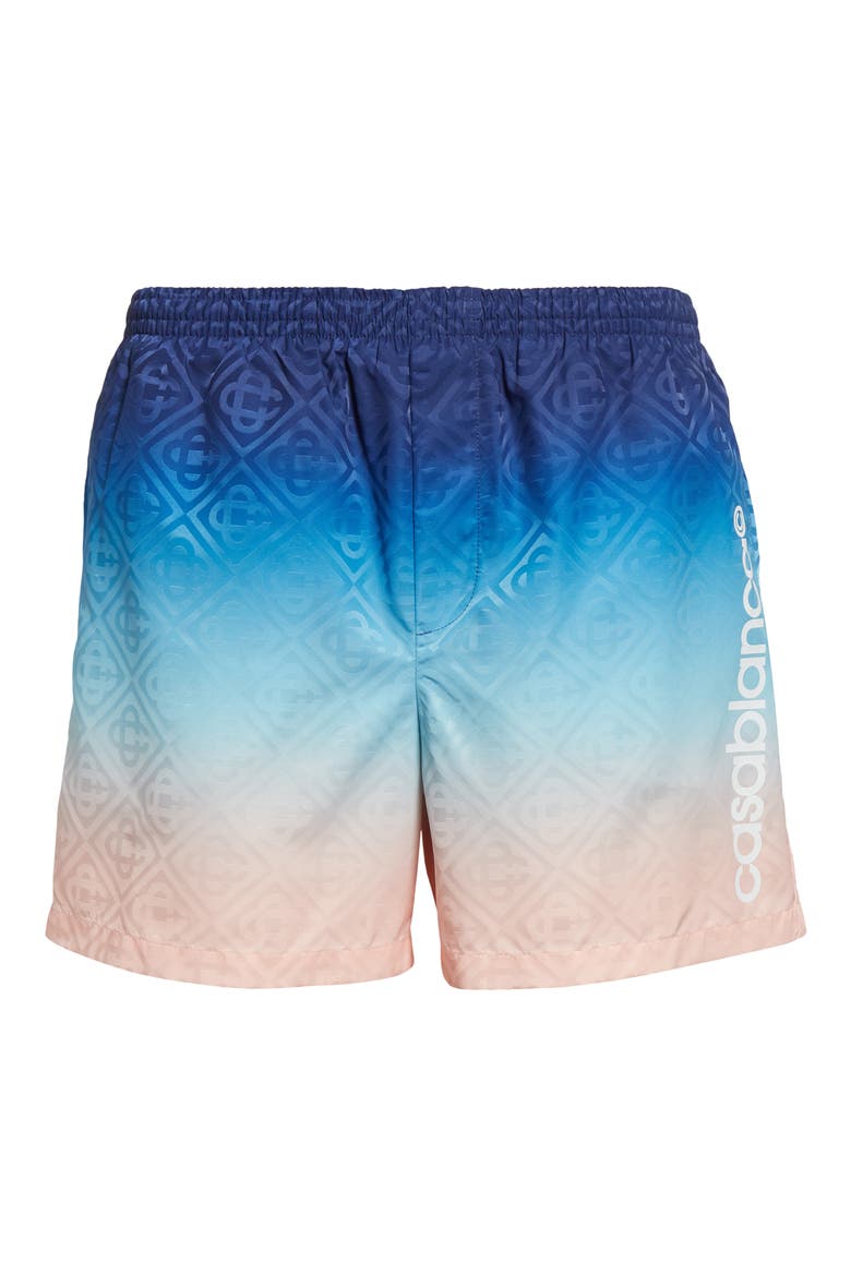 Gradient Monogram Swim Trunks, Alternate, color, BLUE GRADIENT