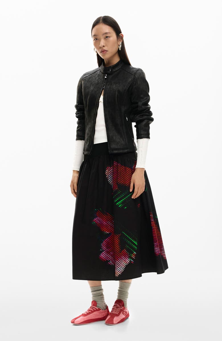 Desigual Evase Circle Skirt, Alternate, color, Black
