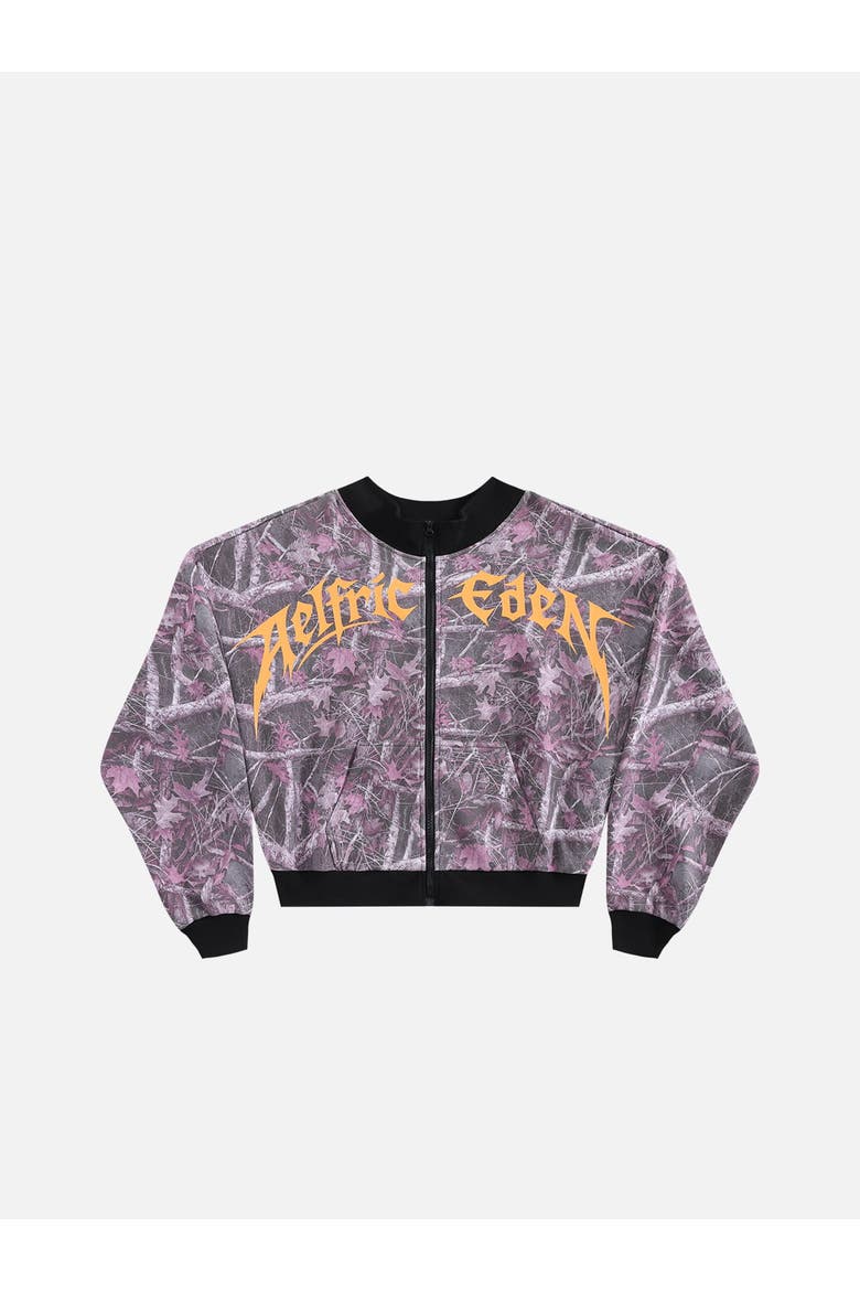 Boxy Camo Zip Up Sweatshirt, Alternate, color, Pink