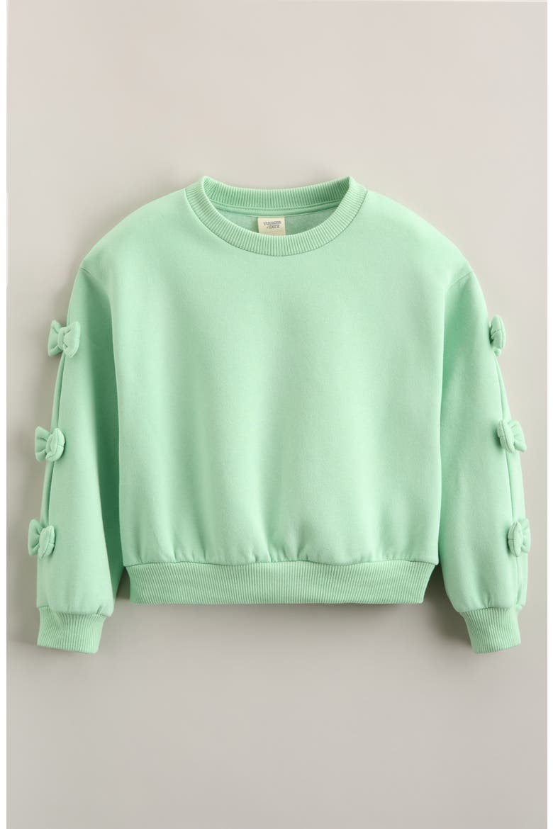 Kids' Bow Cotton Blend Sweatshirt, Main, color, GREEN PASTEL