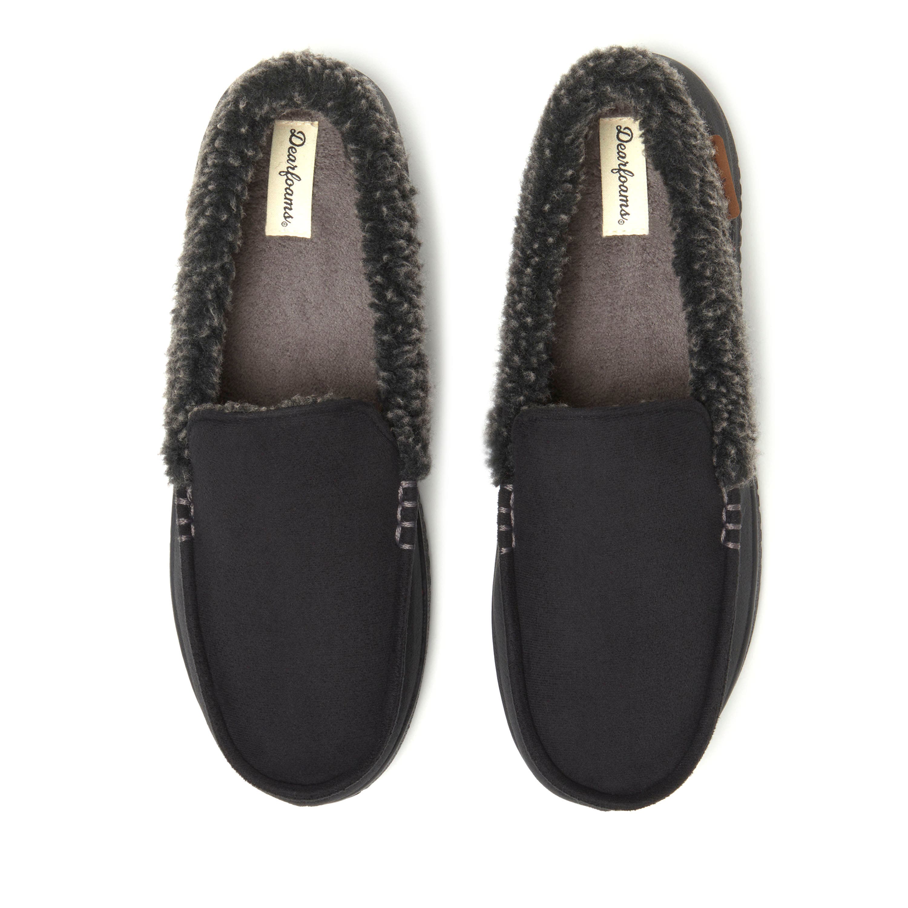DEARFOAMS Alexander Microsuede Moccasin Slipper, Alternate, color, Black