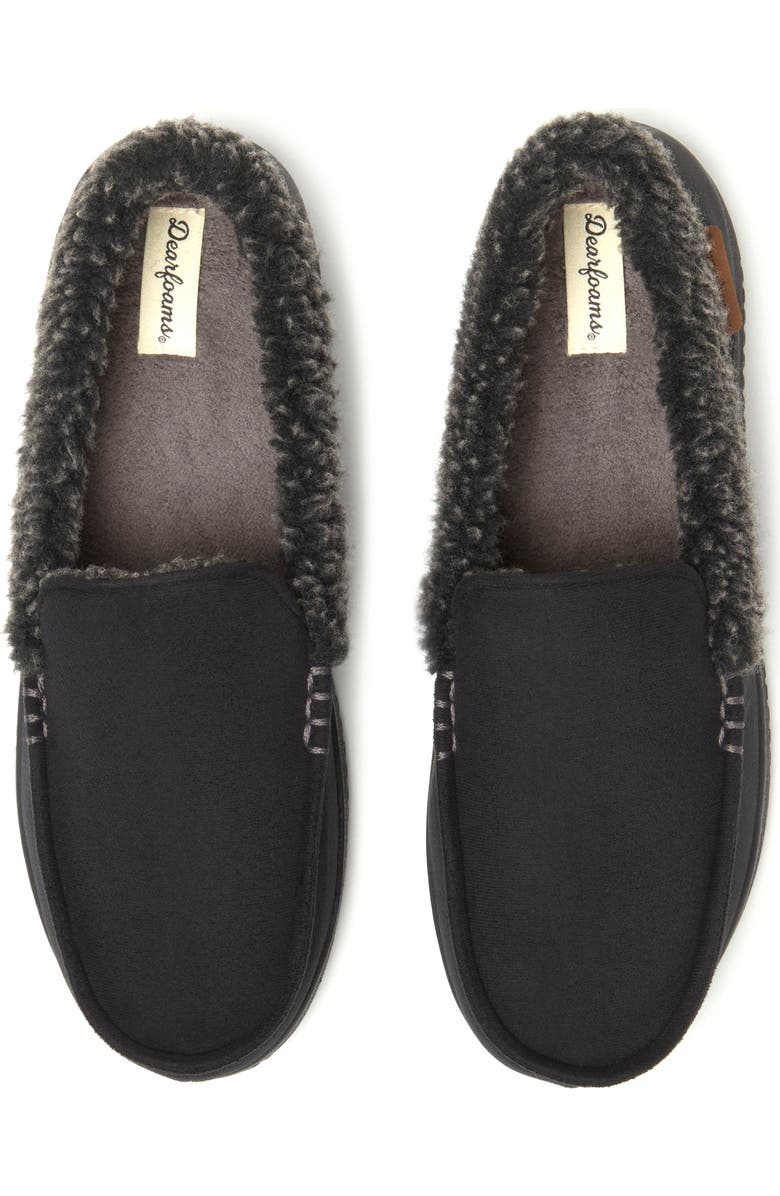 DEARFOAMS Alexander Microsuede Moccasin Slipper, Alternate, color, Black