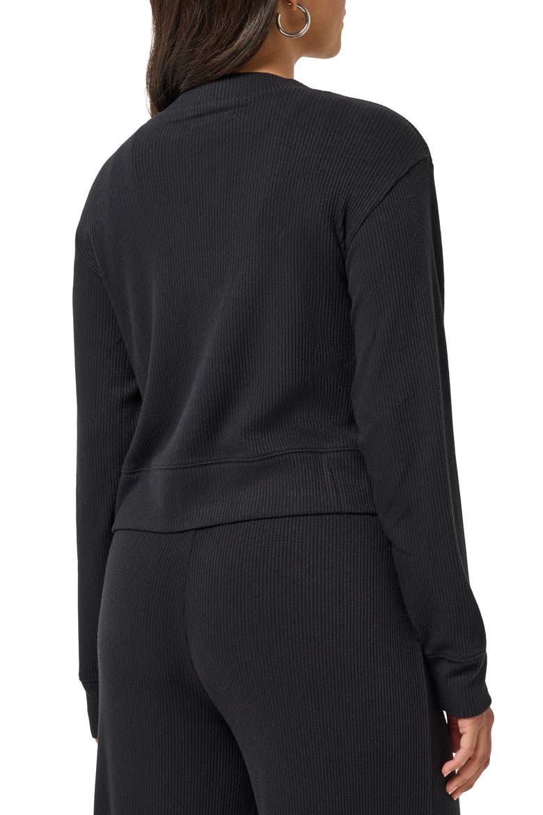 Evening Retreat Rib Cardigan, Alternate, color, BLACK