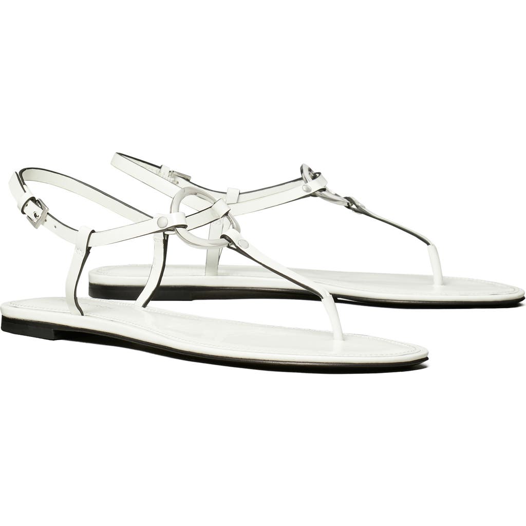 Tory Burch T-strap Sandal In Bianco/silver