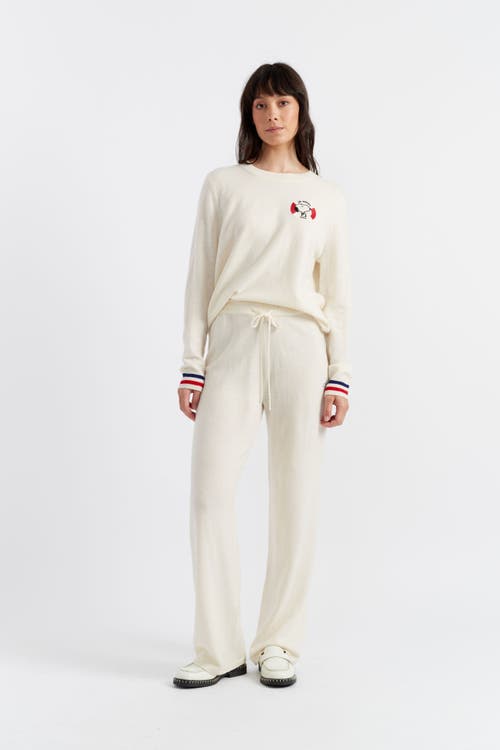 Shop Chinti & Parker Snoopy Nautical Wide Leg Wool Cashmere Pants In Cream/multi