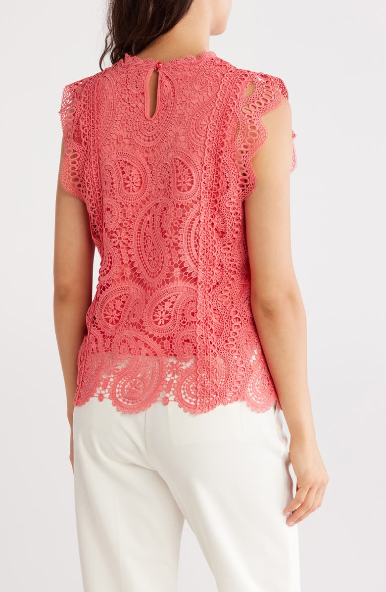 Ellen Tracy Sleeveless Lace Top, Alternate, color, Coral