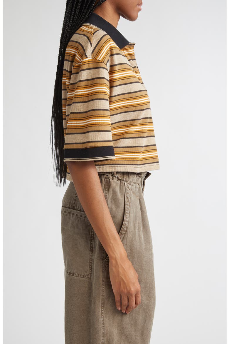 Isalyne Stripe Polo, Alternate, color, BEIGE/ KHAKI