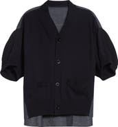 Sacai Short Sleeve Mixed Media Cardigan