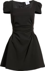 NIKKI LUND Tilly Ruched Puff Sleeve Flare Dress