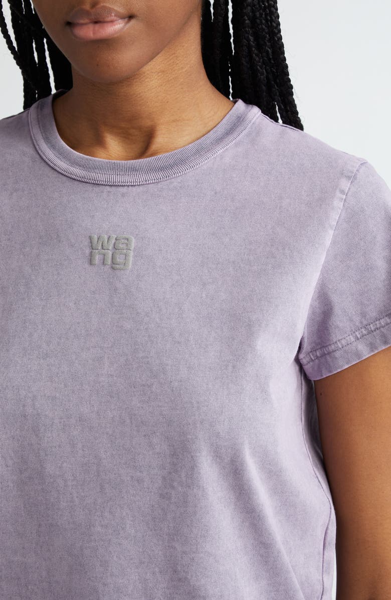 alexanderwang.t Women's Shrunken Cotton Logo Tee, Alternate, color, Acid Pink Lavender