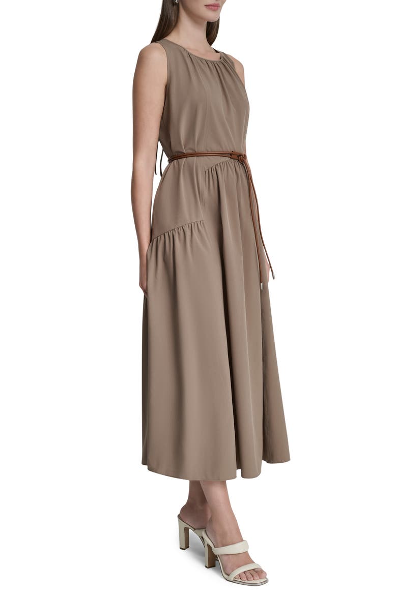 Sleeveless Belted Drop Waist Maxi Dress, Alternate, color, CAPPUCINO