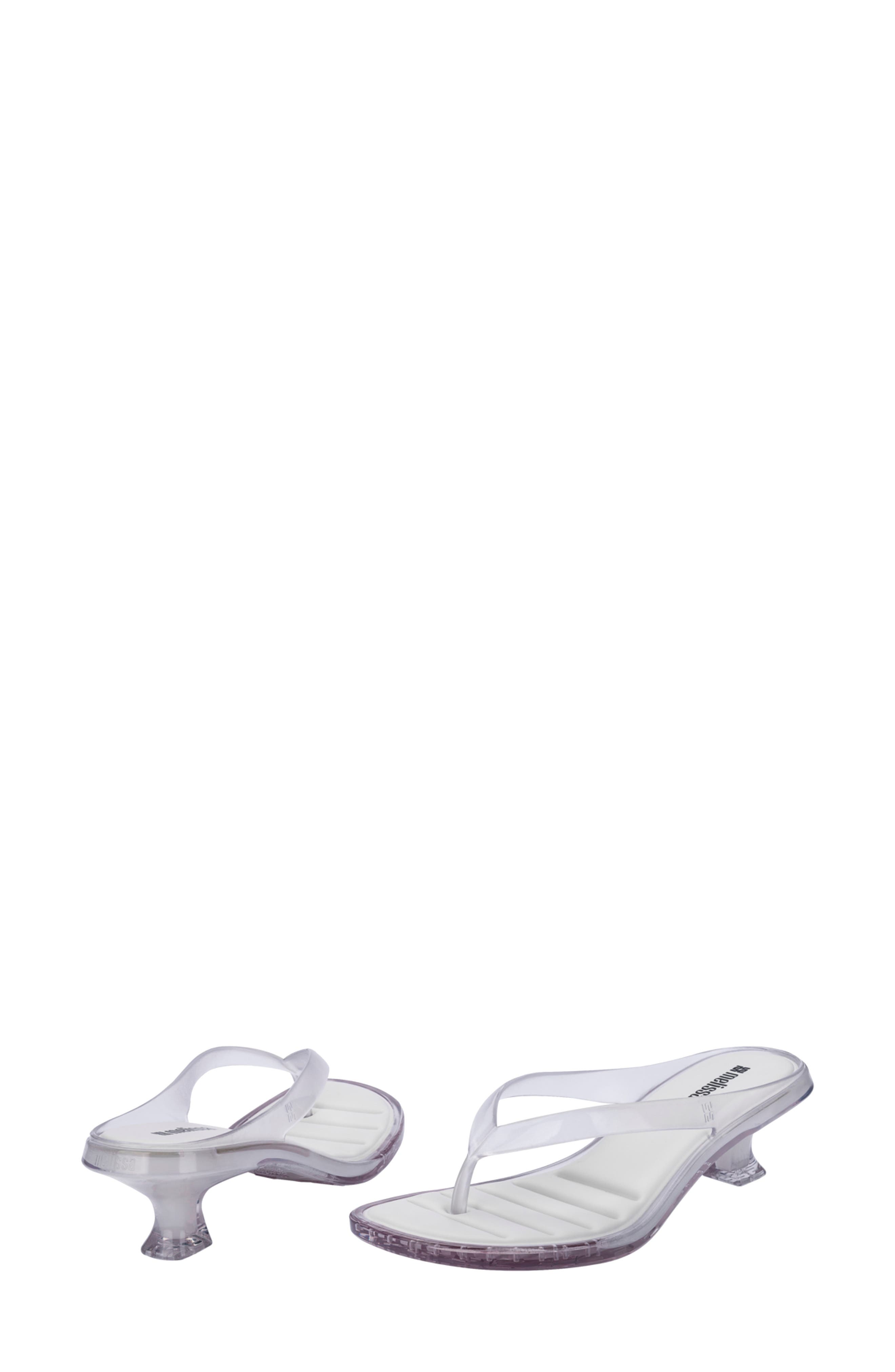 Kitten Heel Flip Flop, Alternate, color, CLEAR/WHITE