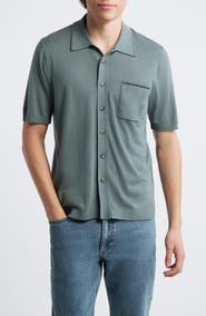 rag & bone Conrad Silk & Cotton Dalton Knit Button-Up